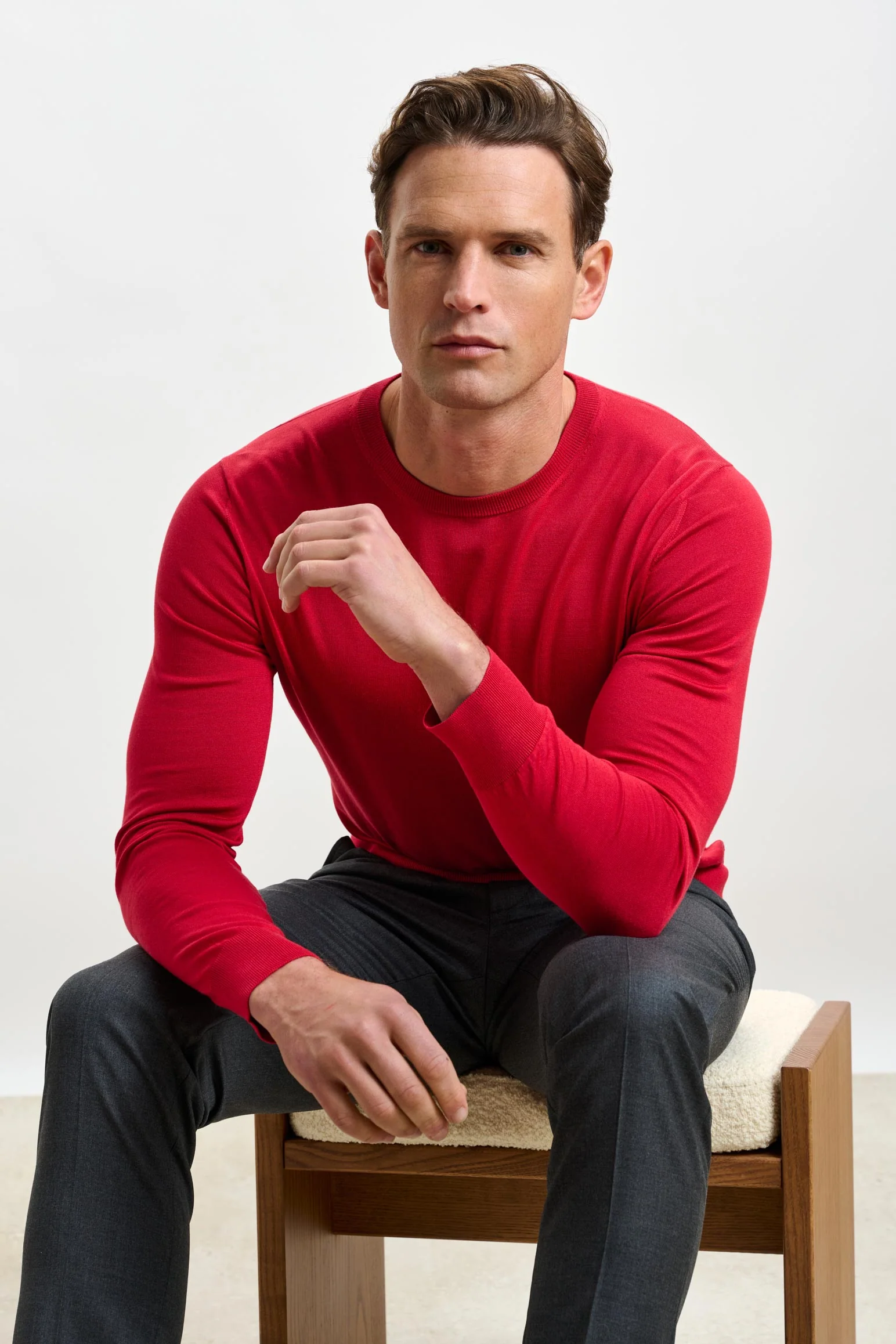 Carmine Silk Crewe Long Sleeve Sweater - Image 6