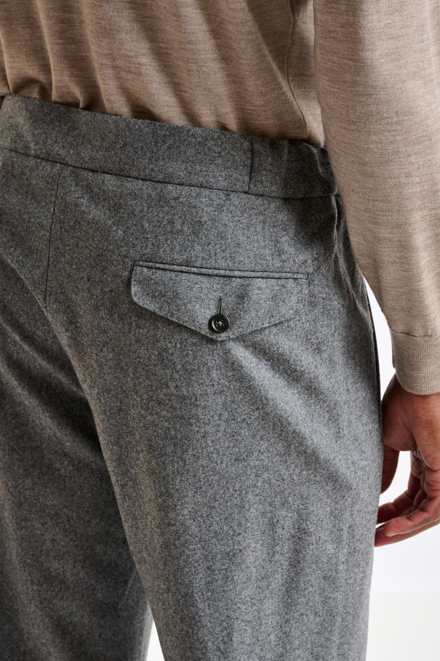 Grey 100% Wool Perth Drawstring Trouser Flannel Saxony - Image 5
